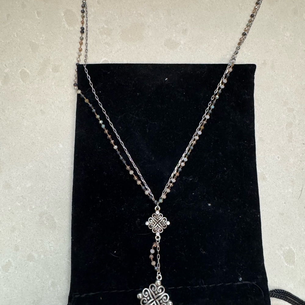 Brighton Elegant Silver Necklace with Intricate Design and genuine stones